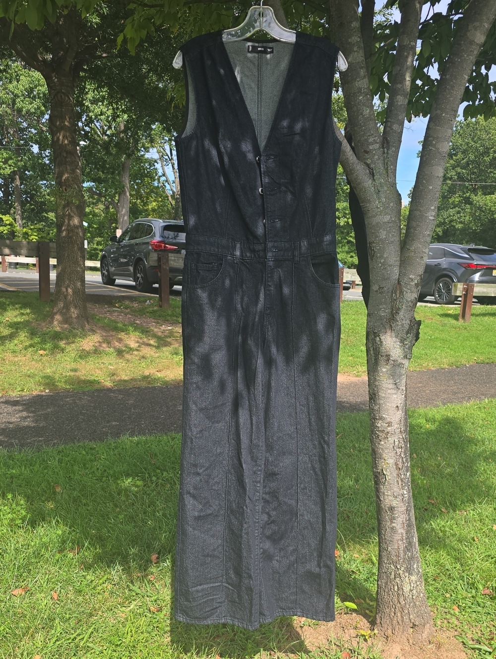 Mango Black Sleeveless Denim Jumpsuit
